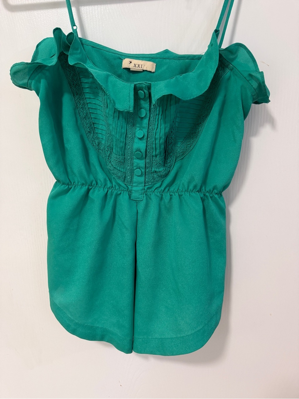 Forever 21 Teal Ruffle-Trim Cami Top